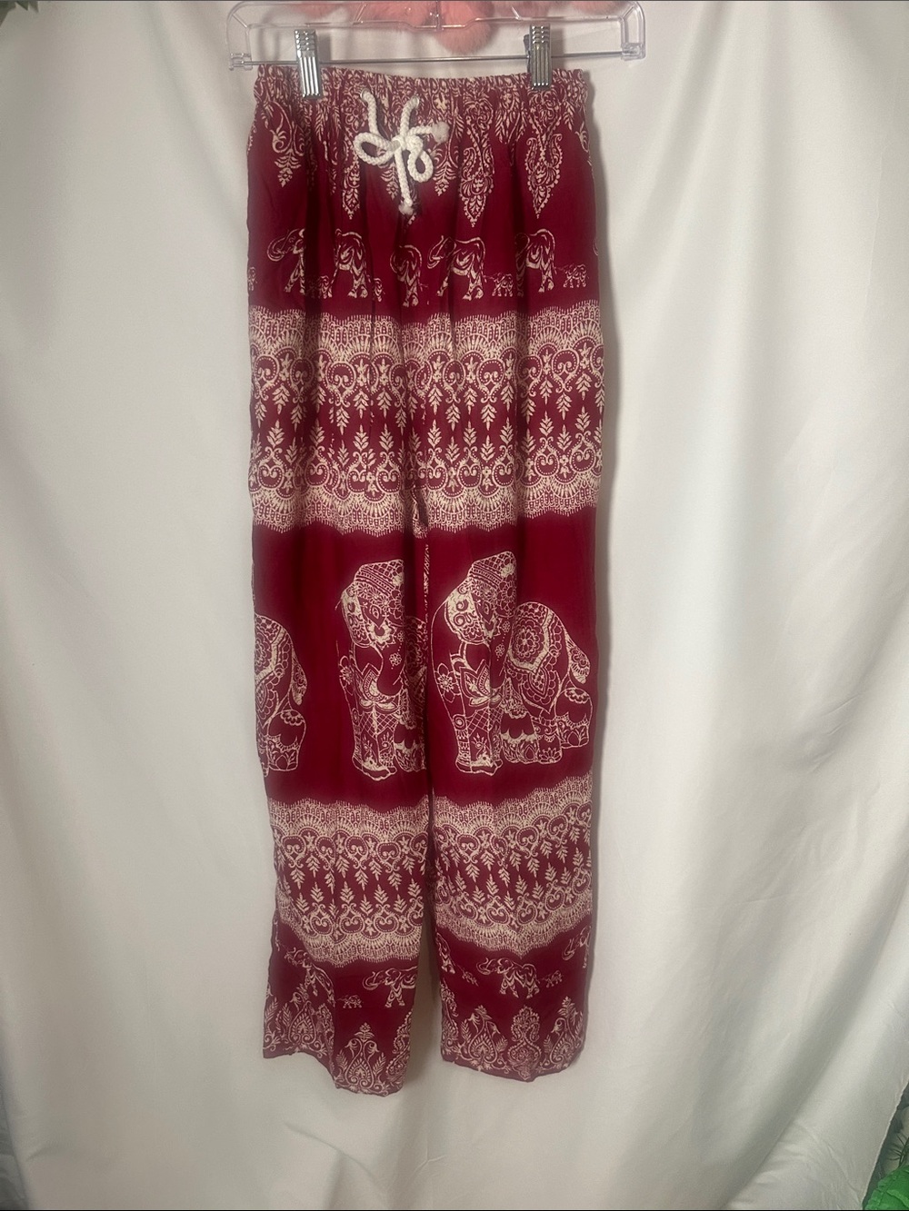 Kathmandu Maroon Elephant Print Boot Cut Lounge Pants